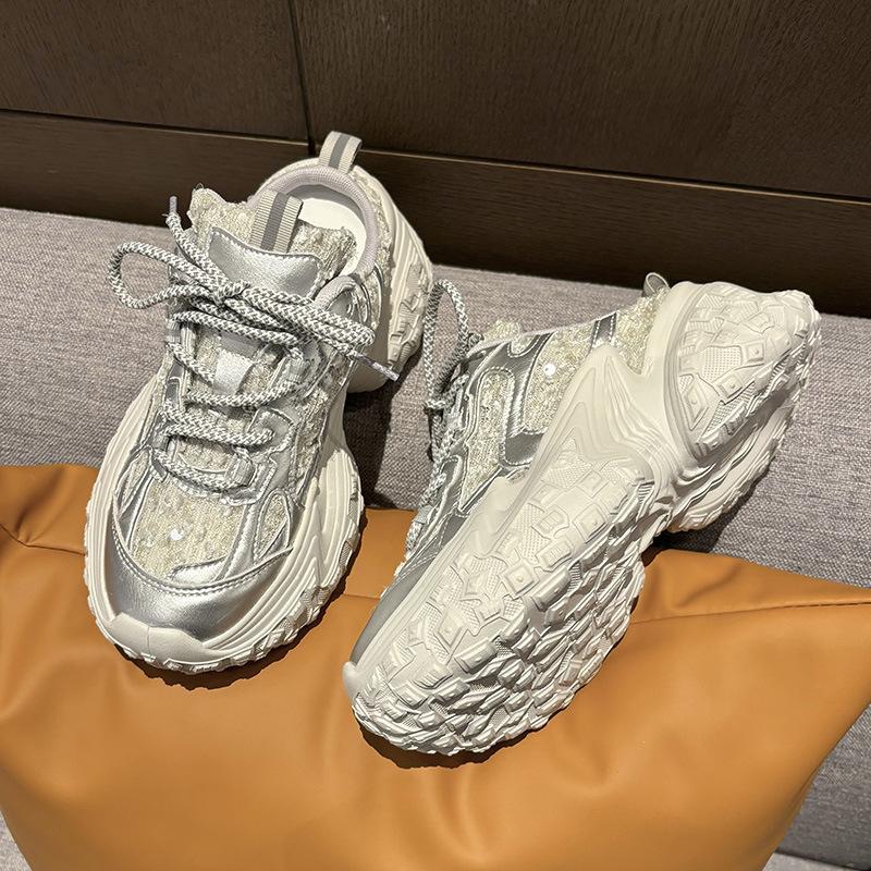 Tire Sole Bag Head Half Slippers European Station Dad Shoes Women Without Rear Tide Thick Sole 2025 Heel Sports and Leisure Shoes New