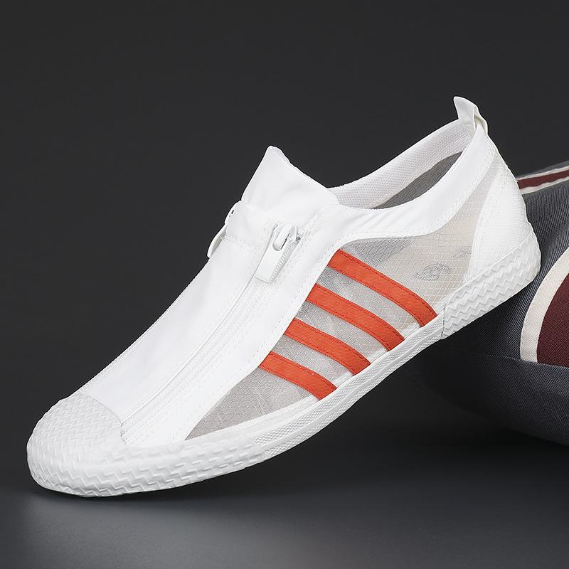 Men's Shoes for Summer New Versatile Trendy Shoes for Men's Canvas Shoes Korean Versatile Trendy Casual Shoes Zipper Shoes