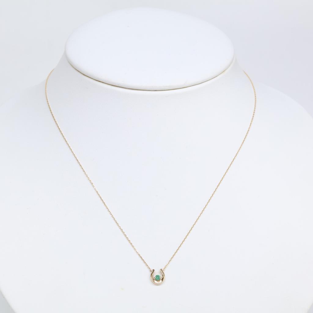 STAR JEWELRY [Excellent Condition] 2JN1070 K10 HORSESHOE EMERALD NECKLACE Horseshoe Emerald Necklace Yellow GoldUsed