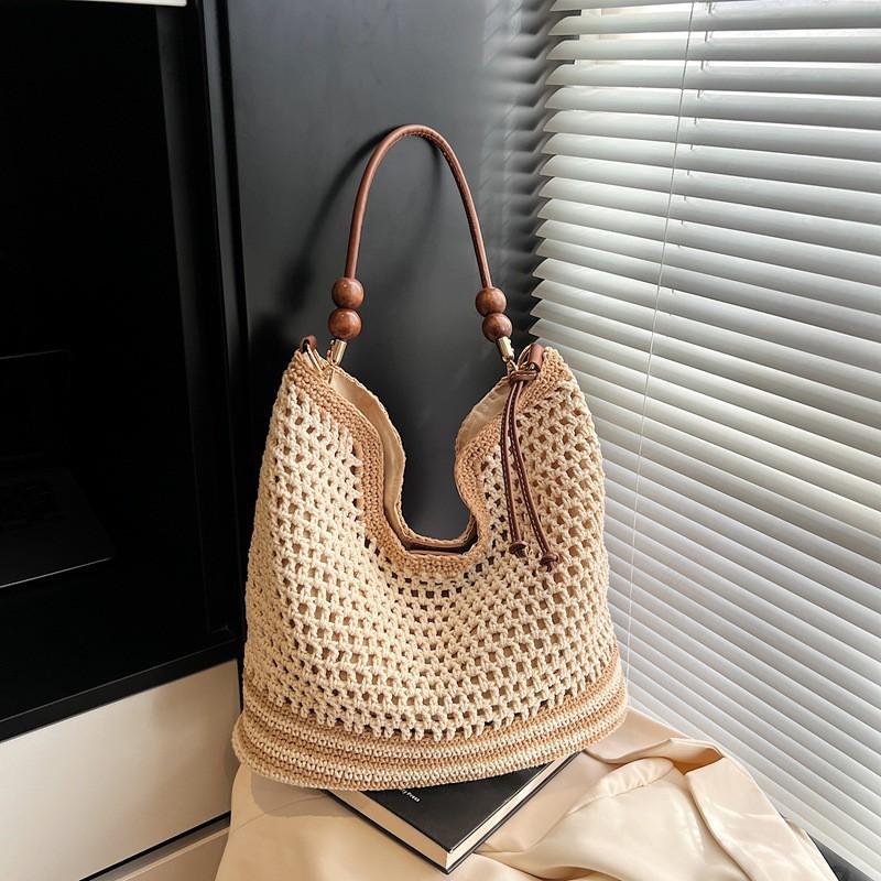 Womens Straw Woven Tote Bag With Cutout Design Casual Shoulder Beach Travel Daily Use