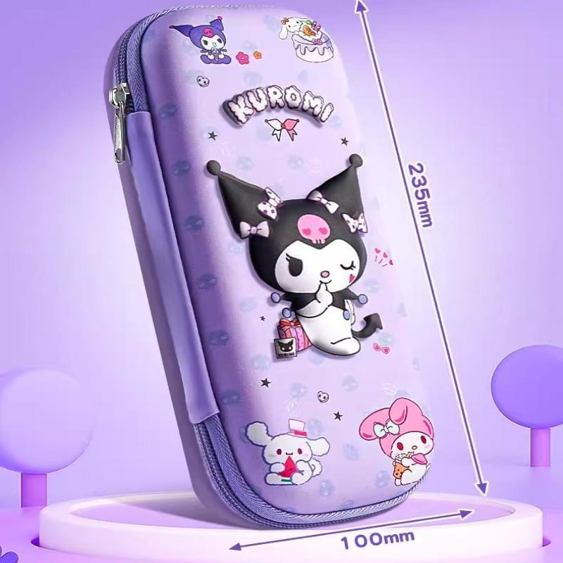 Sanrio 3D Kuromi Melody Cinnamoroll Pencil Case Cartoon Large Capacity Stationery Bag Pencil Case For Students