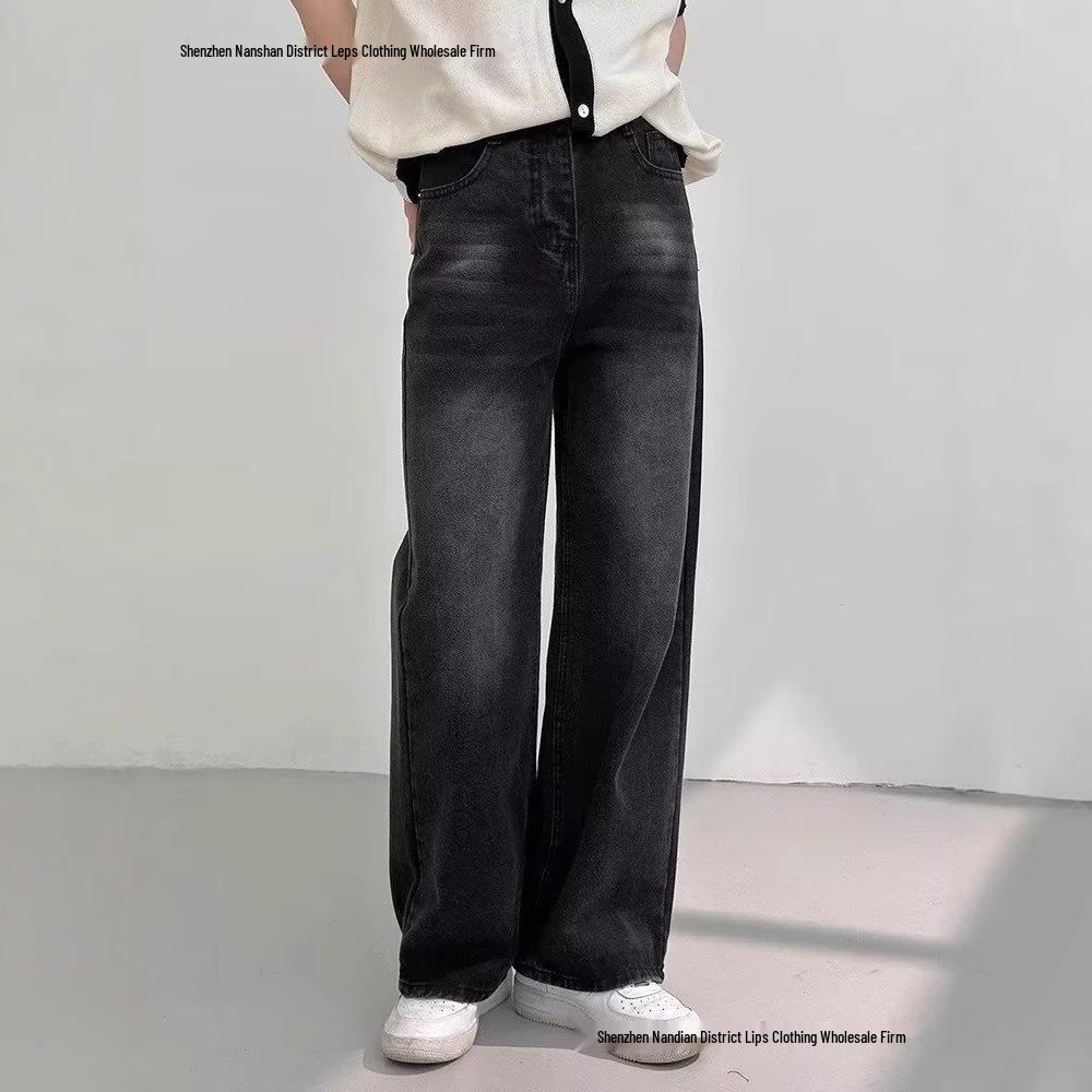 

Men s Retro Distressed Washed Black Jeans - Loose Straight Leg, High Waist, Casual American Trend Style. 2XL серый/древесный уголь