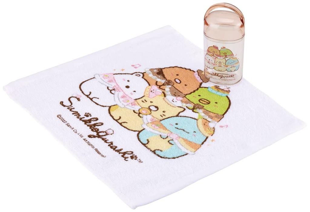 Skater Hand Towel Set with Made in Sumikko Gurashi Candy Shop Design Case, Kids' Set, Japan, OA5AG-A