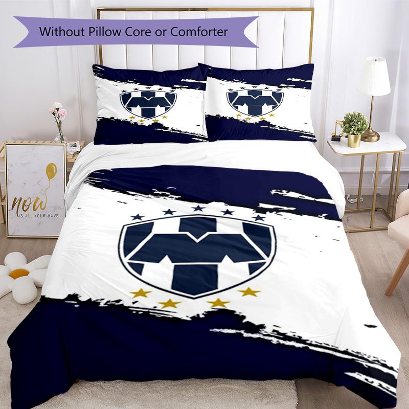 C.F.Monterrey Football Crest Art Printed Pattern Duvet Cover Set – includes 1 duvet cover and 2 matching pillowcases Bedroom decor Christmas gifts
