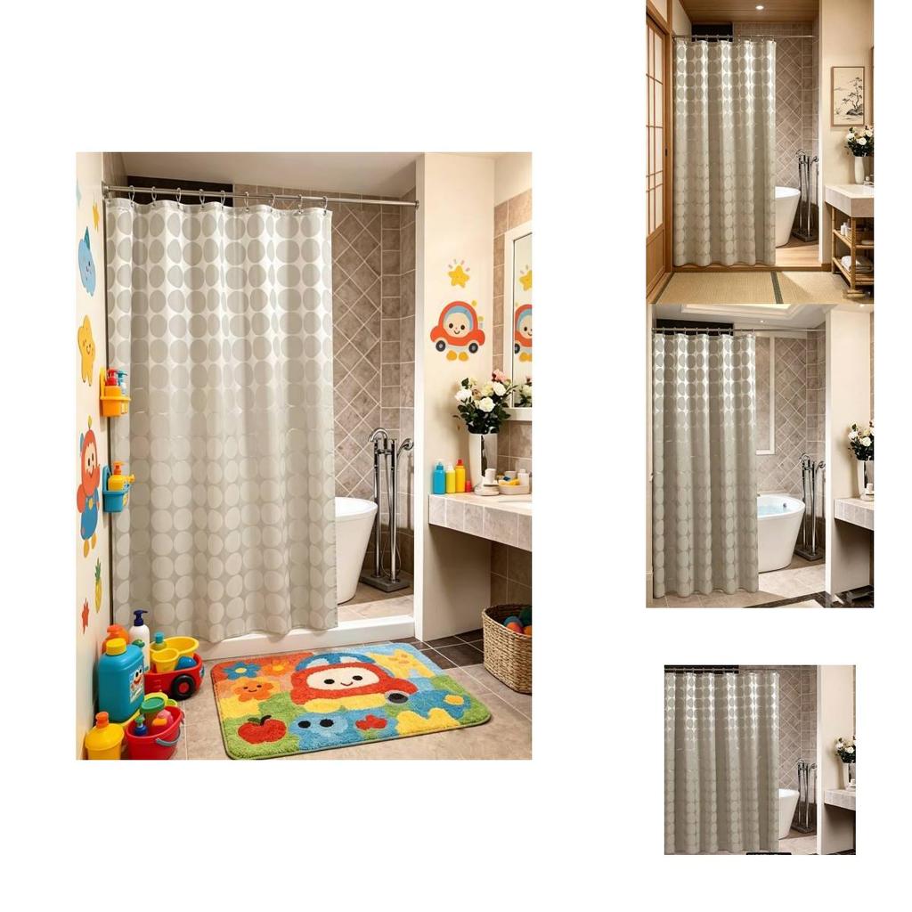 Waterproof Bathroom Shower Curtain Set With Dot Pattern For Home Use