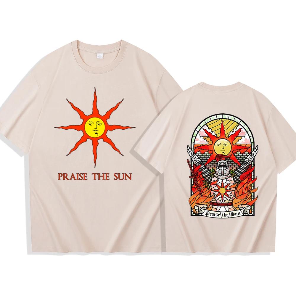 Dark Souls Praise The Sun Koszulka Męska Damska Harajuku Okrągły Dekolt Letnie Codzienne Koszulki Popularna Moda Wygodne Koszulki