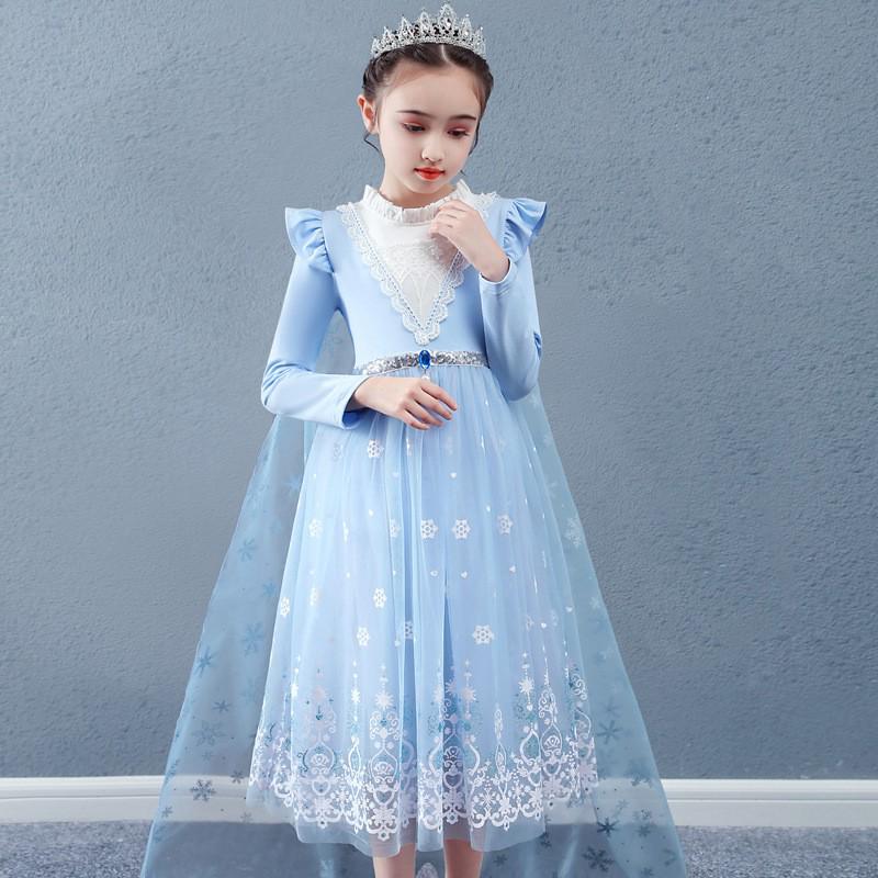 

Baby Girl s Fashionable Fleece-Lined Puff Sleeve Princess Dress for Birthday Party 140cm