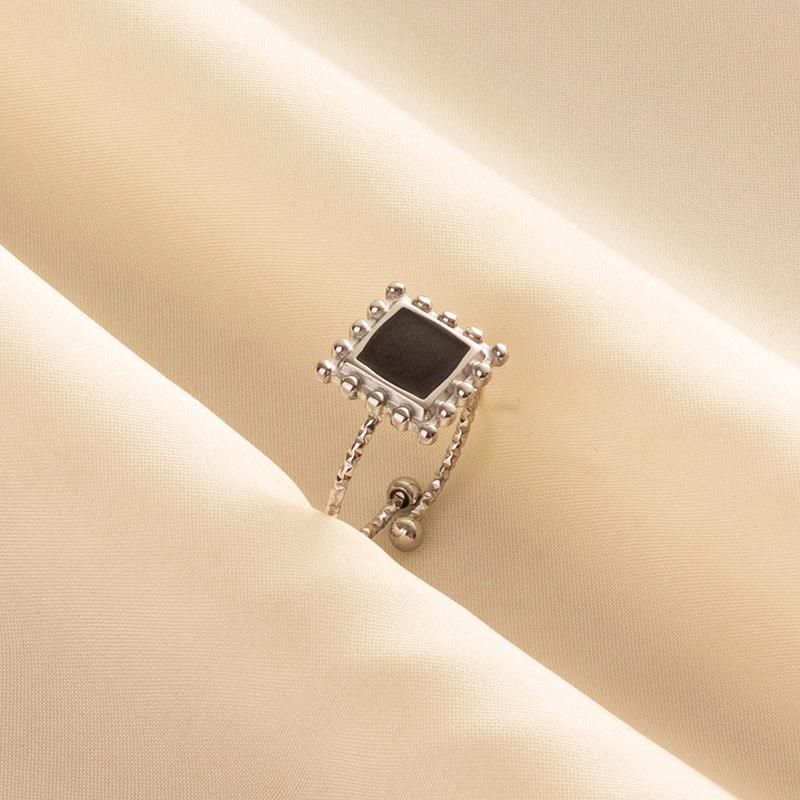 Punk Vintage Black Enamel Ring Stainless Steel Open Rings For Women Men Jewelry Fire Evil Eye Bague Acier Inoxydables Femme Gift