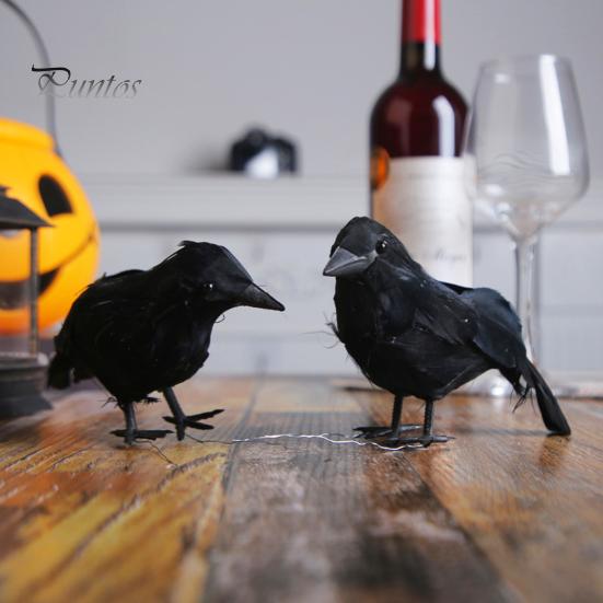 

3 шт. Статуи пернатых ворон реалистично выглядящие яркие выражения Сверхлегкая пена Поддельные украшения вороны Реквизит для вечеринки на Хэллоуин