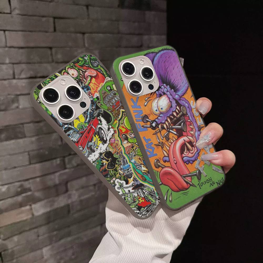 Funny Rat Fink For IPhone 15 16 17 14 13 12 11 Pro Max 16E 16 Plus 17 Air Corrugated Shockproof Phone Cover
