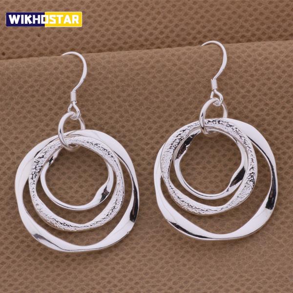 Production charm women lady Valentine's gift  silver color circles earring scharm Women free shipping  jewelry