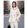 Women's Tie-Waist Hooded Down Jacket - Long Sleeve, Loose Fit, Lightweight, White Duck Down Outerwear 2025