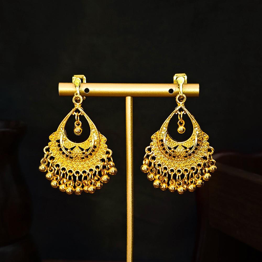 Retro Ethnic Water Drop Leaf Tassel No-Pierce Earrings
