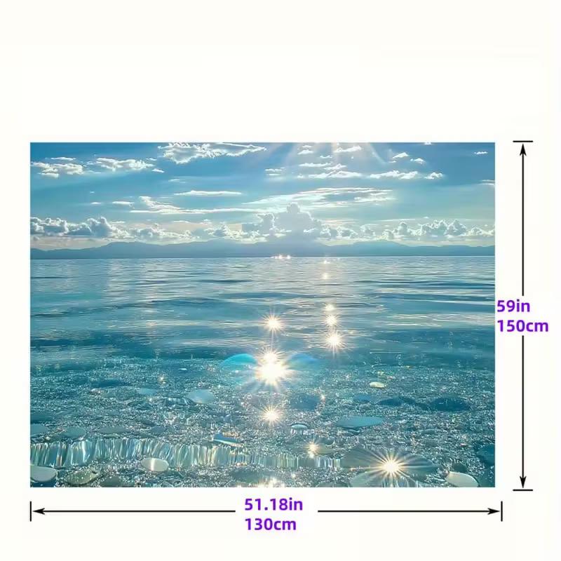 2D Shimmering Ocean Tapestry, Clear Water Sunlight Wall Backdrop