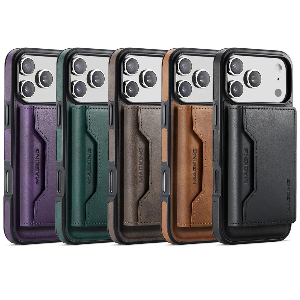 Detachable RFID Leather Phone Case for IPhone 17 Pro Max 16 Plus 15 14 13 12 Magnetic Cards Solt Wallet Wireless Charging Cover