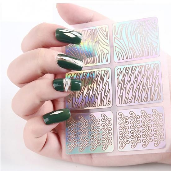 

24 шт./компл., наклейка для трафарета для ногтей, полый дизайн, легко приклеивается, пластина для штамповки, шаблон «сделай сам», маникюрный инструмент