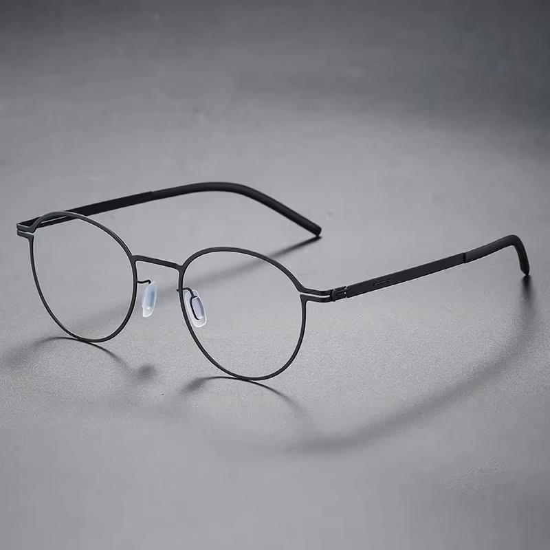 

Germany Brand Designer Men Glasses Frame Ultralight Thin Eyeglasses Medical Aviation Stainless Steel Round Women Spectacle Frame чорний