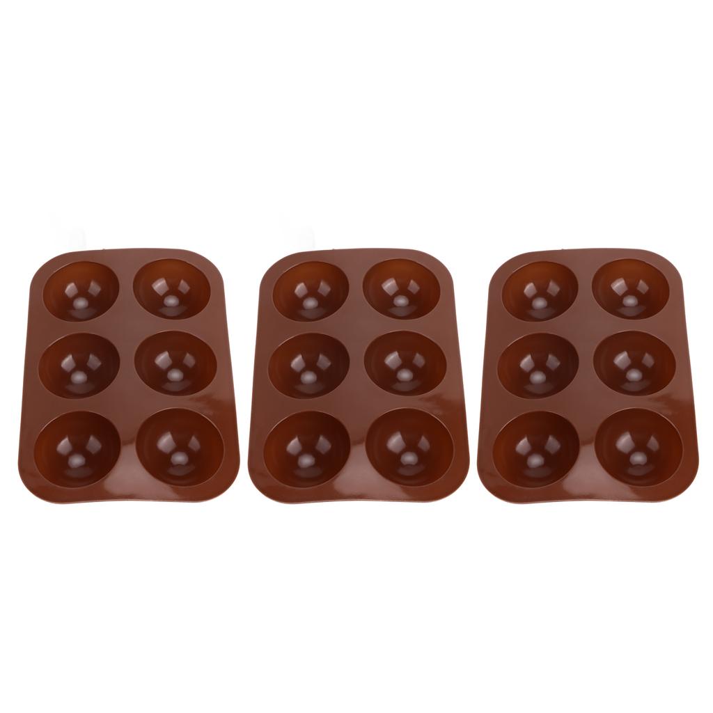3 Pcs 6 Holes Silicone Baking Mold Semi Sphere Chocolate Bombs Mold for Cake Pudding