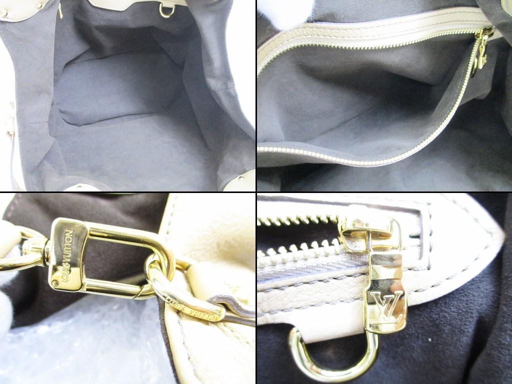 Authentische LOUIS VUITTON Mahina Leder Beige Tote & Shopper Tasche Geldbörse Neo L #6367 Generalüberholt