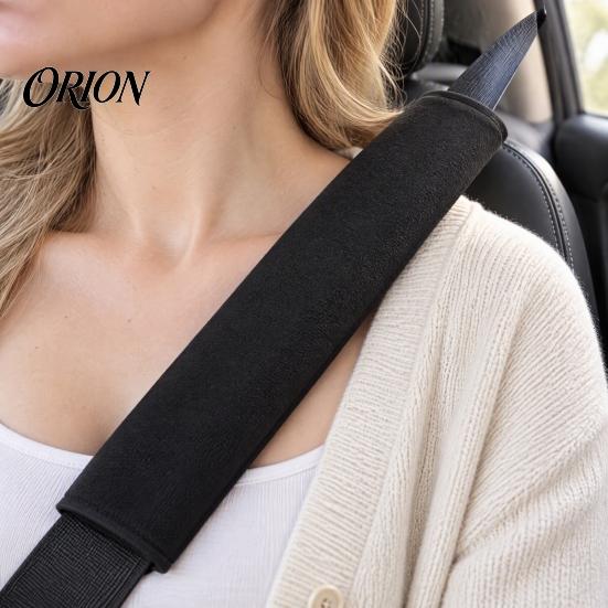 Black Protective Belt Sleeves Car Seat Shoulder Protector, Extended Breathable Polyester Pad, Quick Hook Protectors And Loop Installation Sleeve
