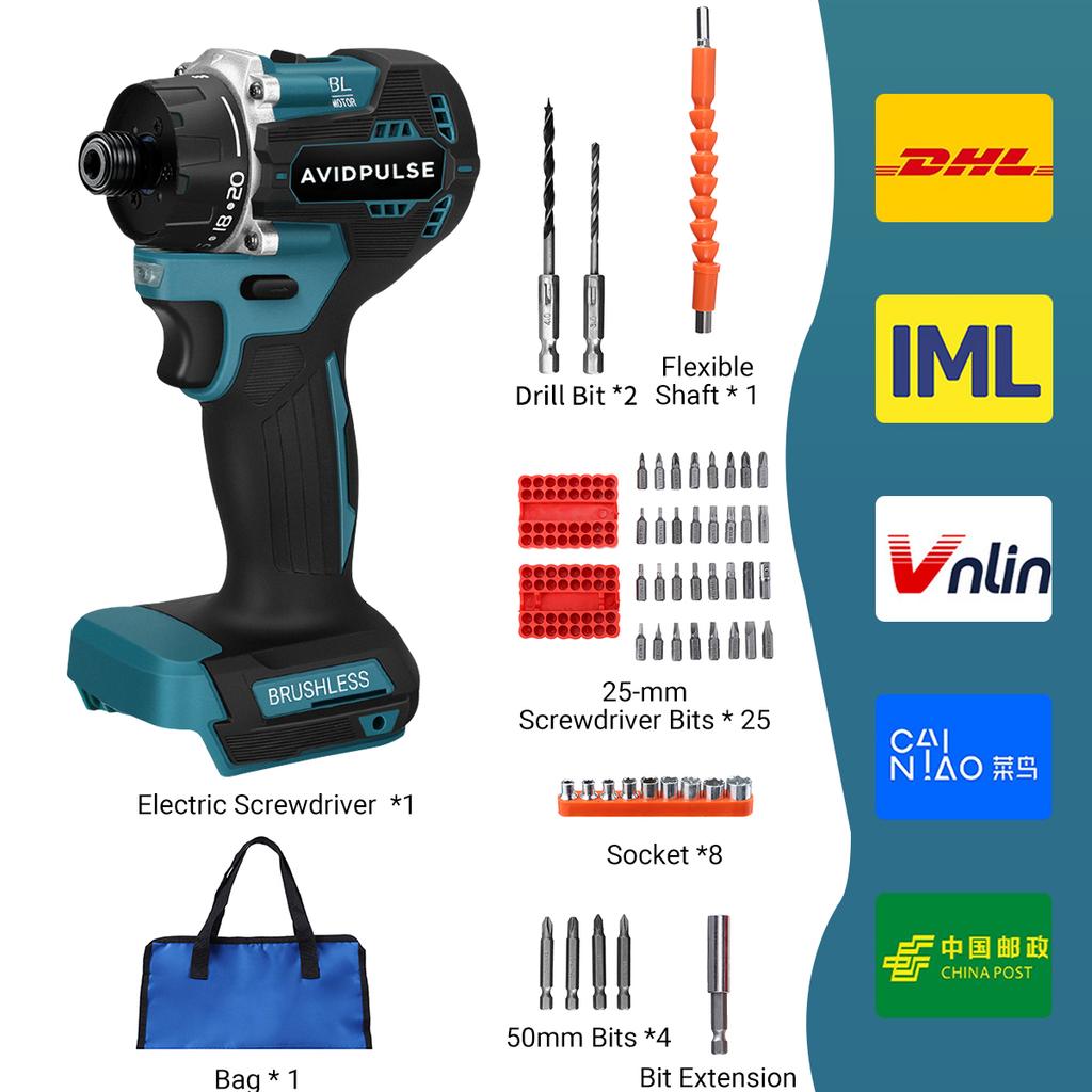 AvidPulse 20+1 Drehmoment 1/4 Zoll Bürstenloser Elektrischer Schraubendreher Akku 280N.m Elektrische Bohrmaschine Elektrowerkzeug Für Makita 18V Akku