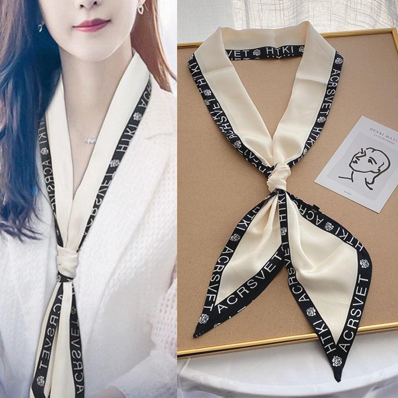 Luxury Long Silk Scarf Bag Tie Lady Neck Skinny Scarves Hairband Foulard Horse Print Brand Women Neckerchief Ribbon