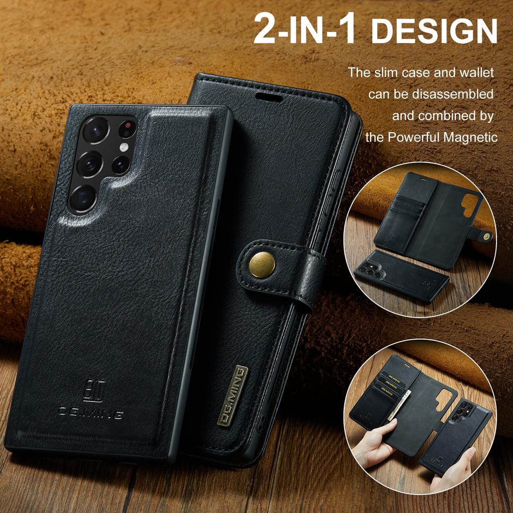 DG.MING for Samsung Galaxy S24 Ultra Case Detachable Split Leather Cover with Stand Wallet