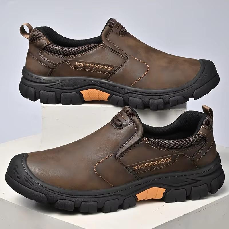 Male Driving Sneakers Male Travel Shoes Men's Leather Loafers Non Slip Walking Flats Breathable Outdoor Slip On Casual Shoes