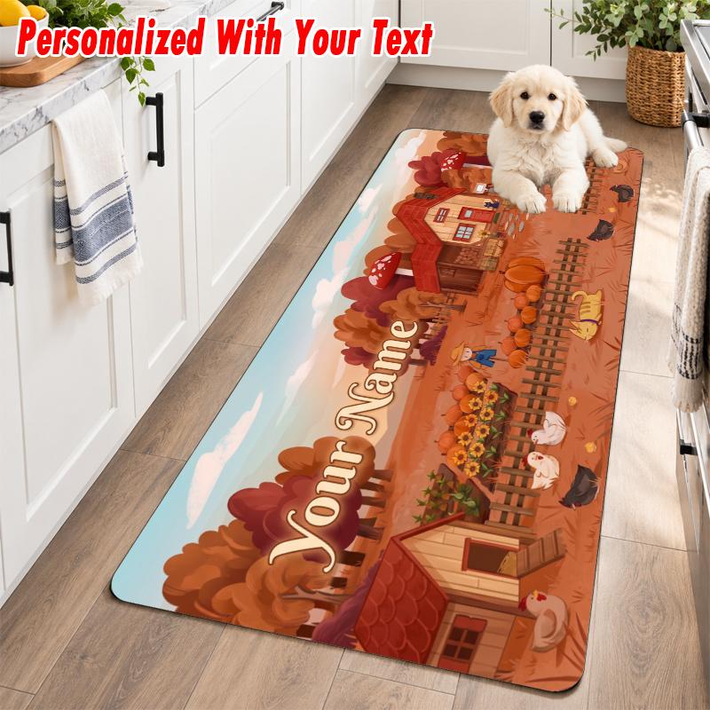 Stardew Valley Custom Text Flannel Floor Rug Soft Kitchen Mat Personalized Non Slip Carpet
