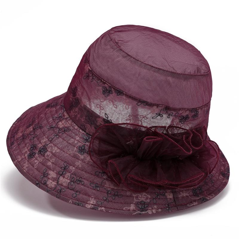 

Foldable organza summer ladies straw hat basin hat sun hat sunshade flower sunscreen fisherman hat M（56-58cm）