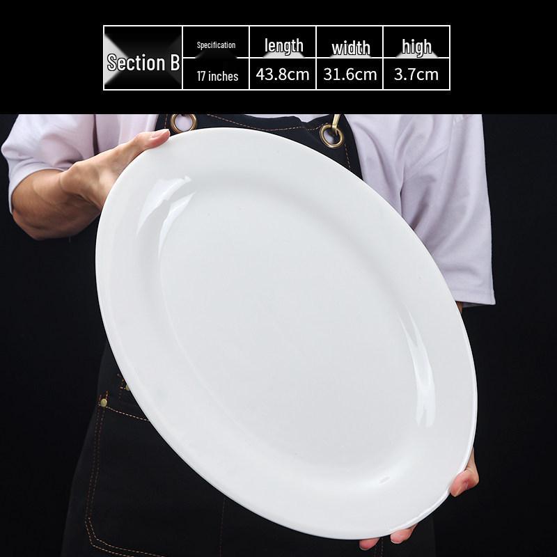 Hui You Da Große ovale Keramik-Fischplatte (14/16/18 Zoll) - Verdickter reinweißer Teller für Hotels und Restaurants