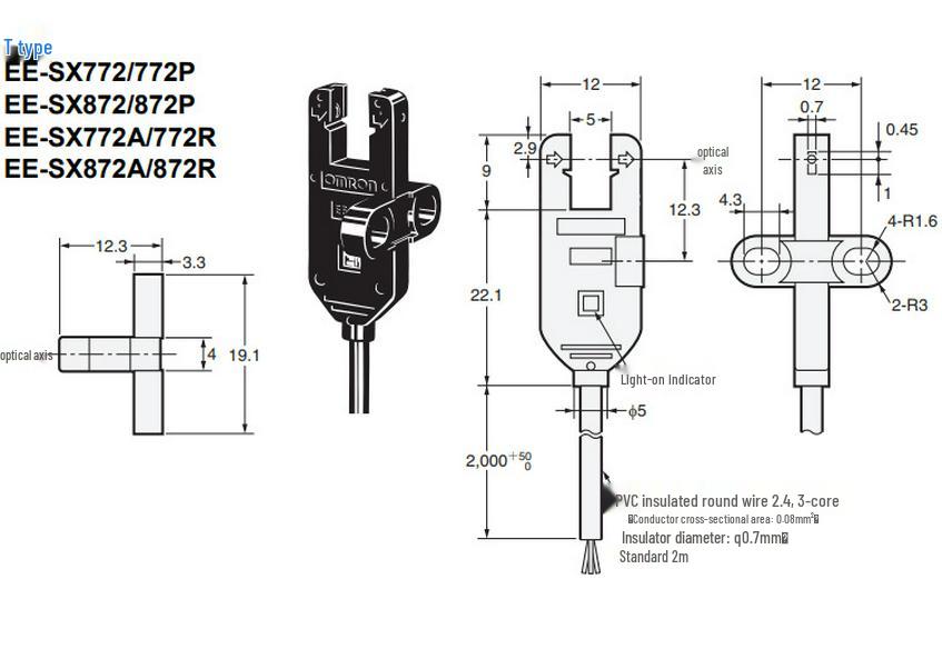New Genuine EE-SX872/EE-SX872A Photoelectric Switch Sensor, 2M, DC 24V