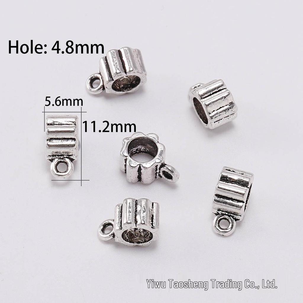 DIY šperky doplňky: Starožitné stříbrné distanční korálky s velkým otvorem pro náramky Pandora a trojcestné náhrdelníky - Sada 20 kusů.