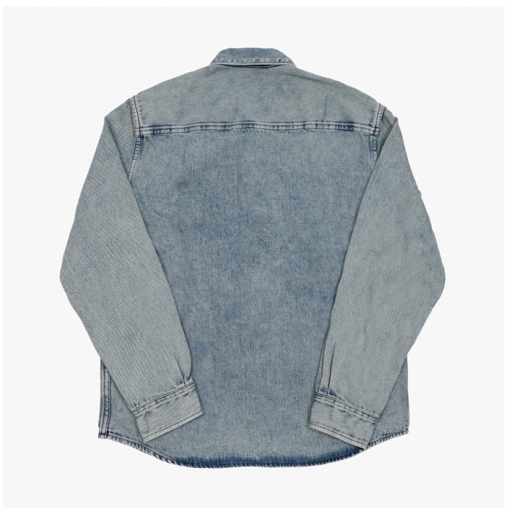 Ami Small Heart Logo Denim Shirt Ami Ush786 De0056 480