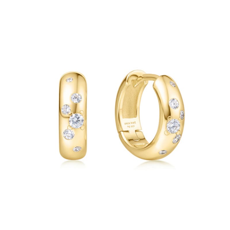 ANIA HAIE Gold Small Chubby Sparkling Huggie Hoop Earrings 925 Silver E065-04G