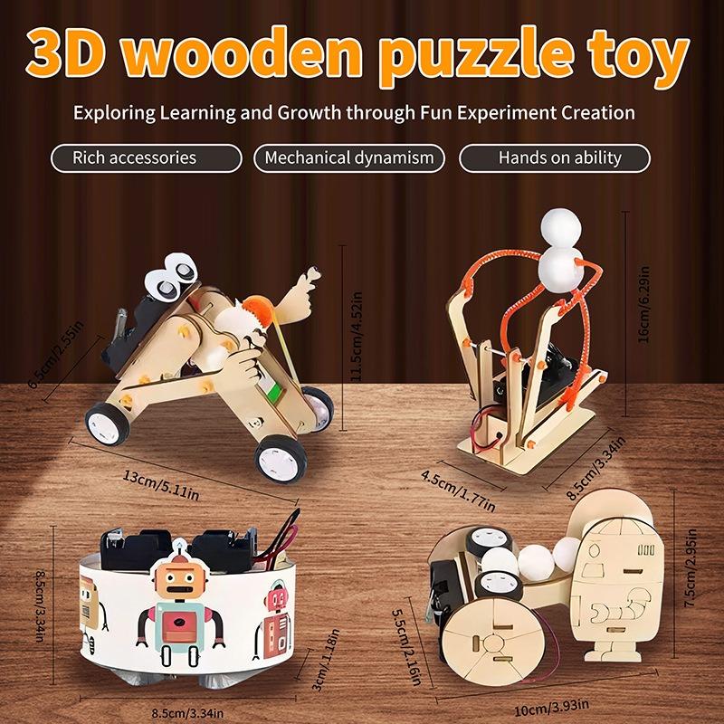 1PACK/4SETS Technology Small Production Invention Physics DIY Handmade Educational Science Experimental Set Kindergarten Student Toys