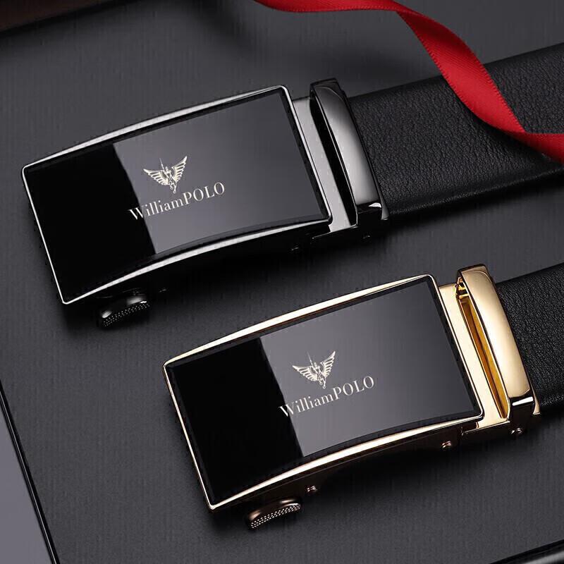 WILLIAMPOLO Men's Automatic Buckle Leather Belt