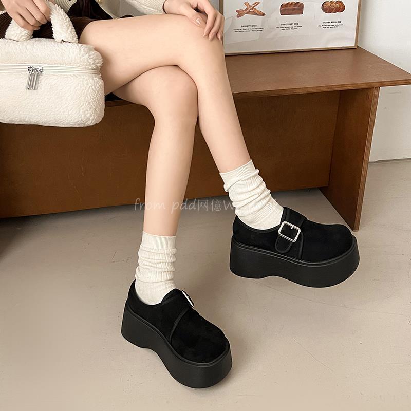2025 spring and autumn new retro small man height increase with skirt JK student single shoes platform muffin big head shoes children