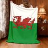 Wales Flag Throw Blanket UltraSoft Lightweight Flannel with Vibrant Red Dragon On Green & White, AllSeason Cozy Blanket for Bed,