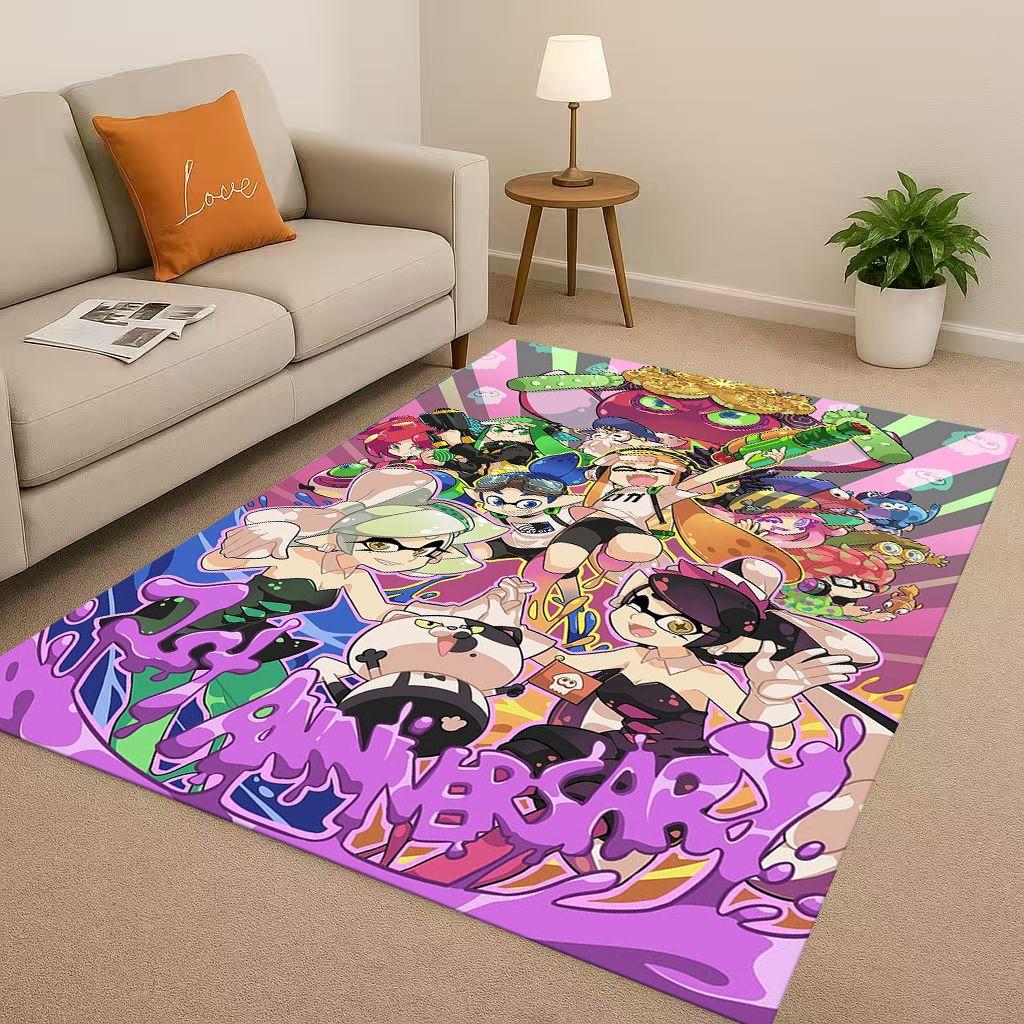 3D Splatoon Game Cartoon Living Room Non Slip Area Rug Soft Carpet for Bedroom Playroom Sofa,Easy Clean Home Decor Doormat