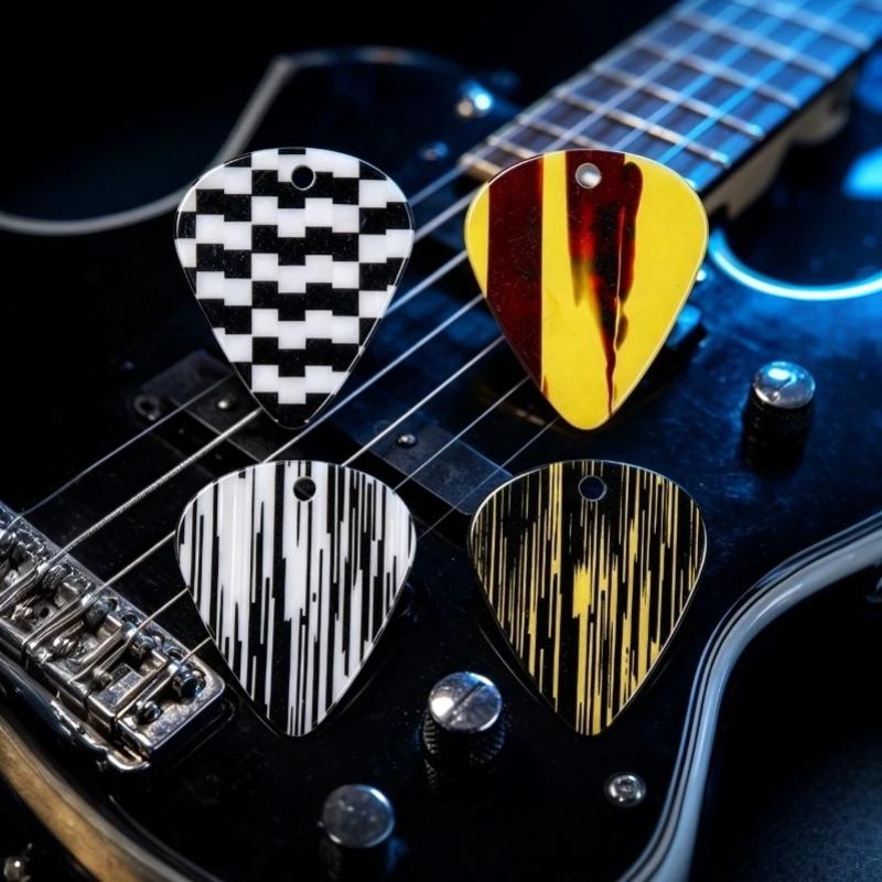 Non-slip Comfort Grip Guitar Picks 1Pcs Celluloid Art Pattern for Electric Guitar Practice Live Stage Use