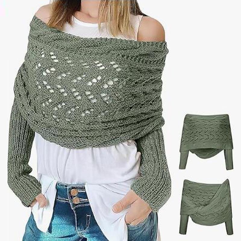 Women's Warm Wool Knitted Scarf - Solid Color Shawl for Autumn/Winter