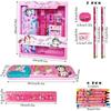 Eclet Unicorn Stationery Kit Set For Girls 12 Pcs Pencil, Eraser, Sharpener, Color Set Geometry Box (Pink)