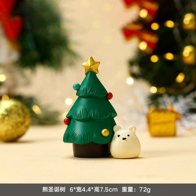 Creativity Mini Christmas, Old Man, Sleigh, Tree, Snowman, Animal, Cute Handmade Ornaments, Resin Decoration Decorative Gifts