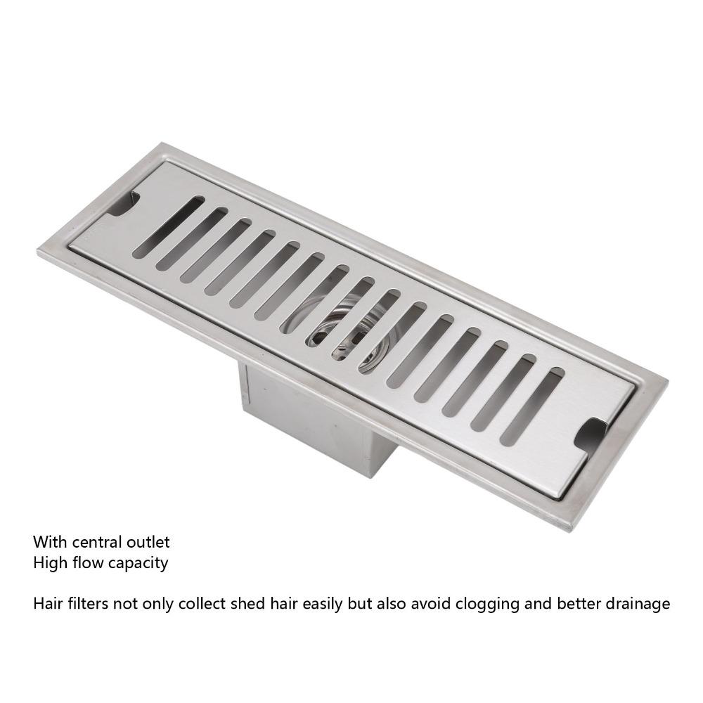 304 Stainless Steel Floor Drain 30 × 10 cm / 11.81×3.94in Shower Floor Drain  Bathroom