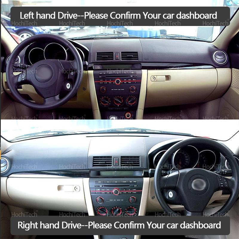 Car Dashmat Dashboard Cover Black Brown Suede Leather Dash Mat Pad Sunshade Accessories for Mazda 3 MK1 BK Mazda3 2003-2009