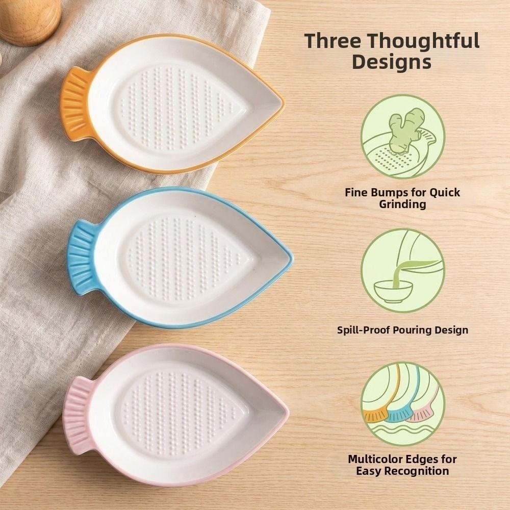 Non-Slip Hand Garlic Ginger Masher Ceramic Seasoning Dipping Dish Kitchen Gadget