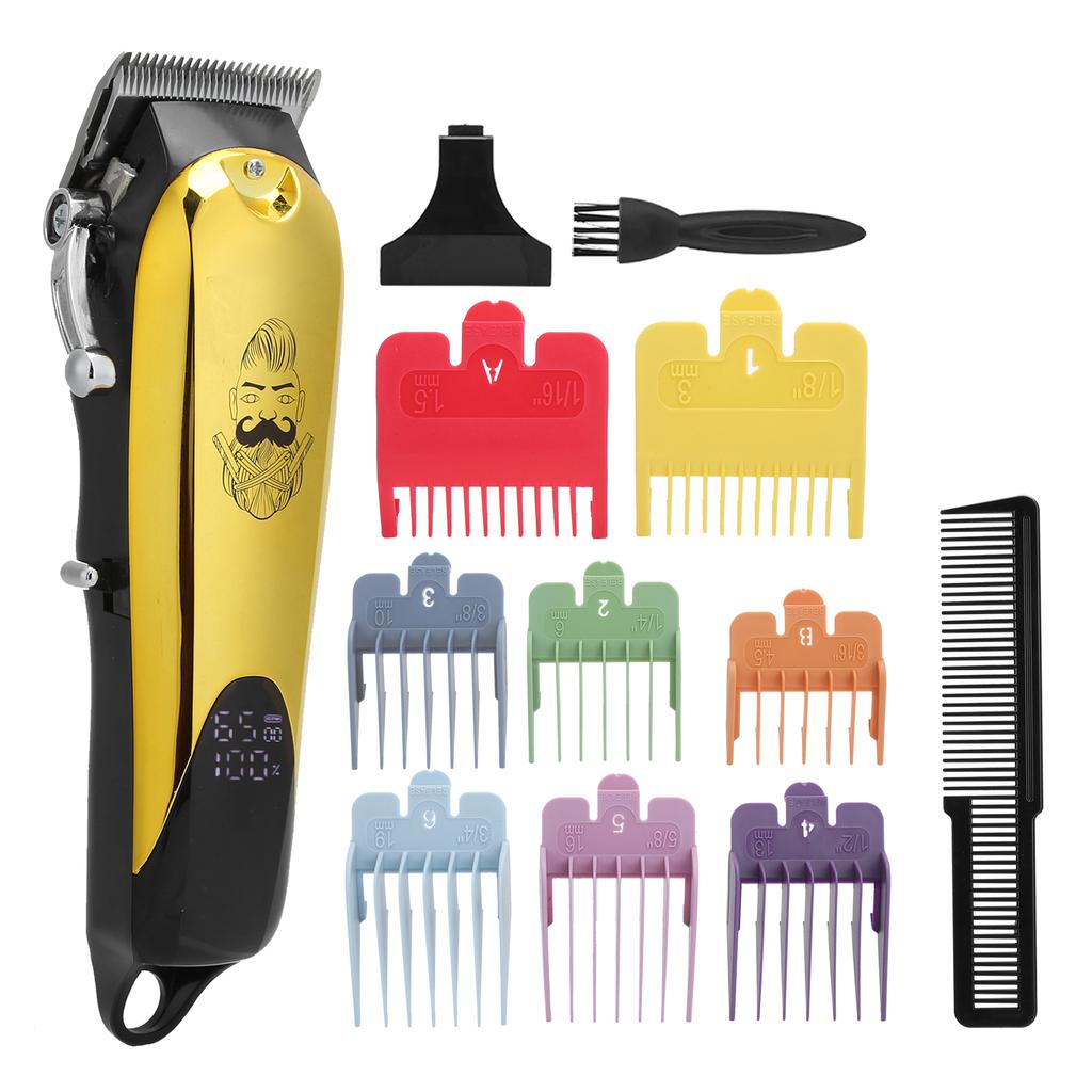 Vintage Oil Head Hair Clipper Men Electric Hair Trimmer with 8pcs Guide Comb Gold