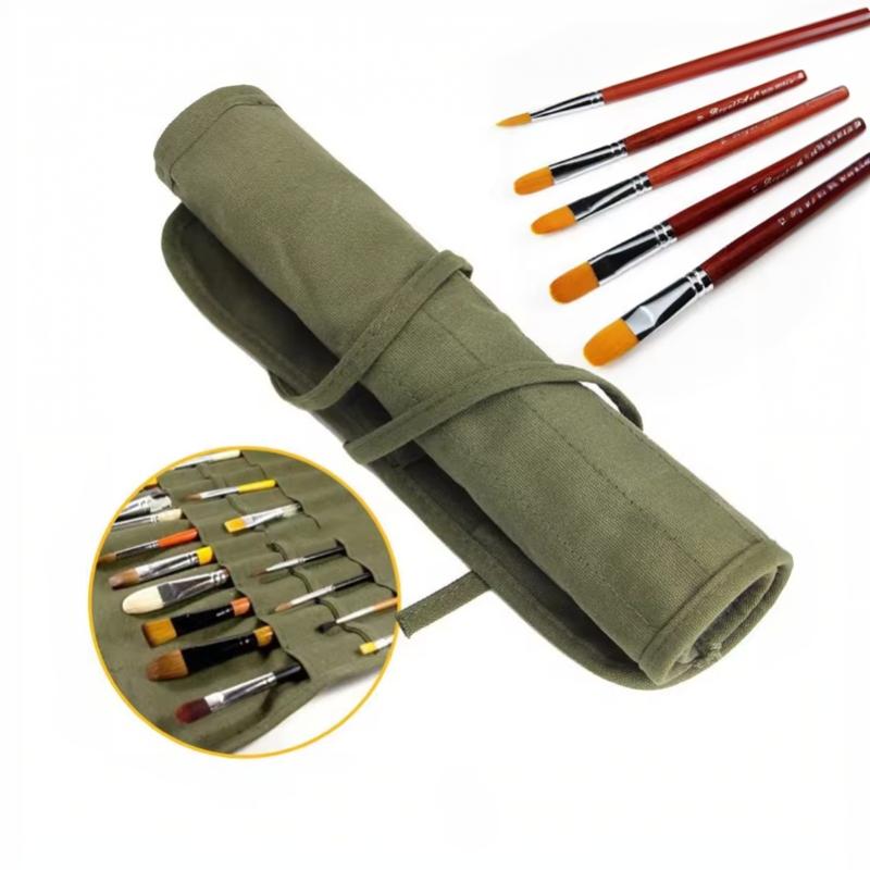 16/22 Slots Roll Up Painting Brushes Canvas Storage Bag Watercolour Calligraphy Brushes Storage Bag Pen Bag