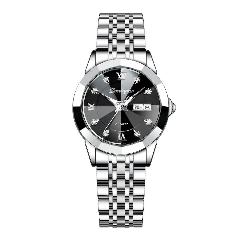 Orologio da donna di nuova tendenza della moda 2024, orologio da ragazza decorato con diamanti in cristallo con taglio a diamante, calendario impermeabile luminoso